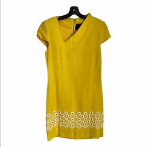 YELLOW LINEN BLEND DRESS